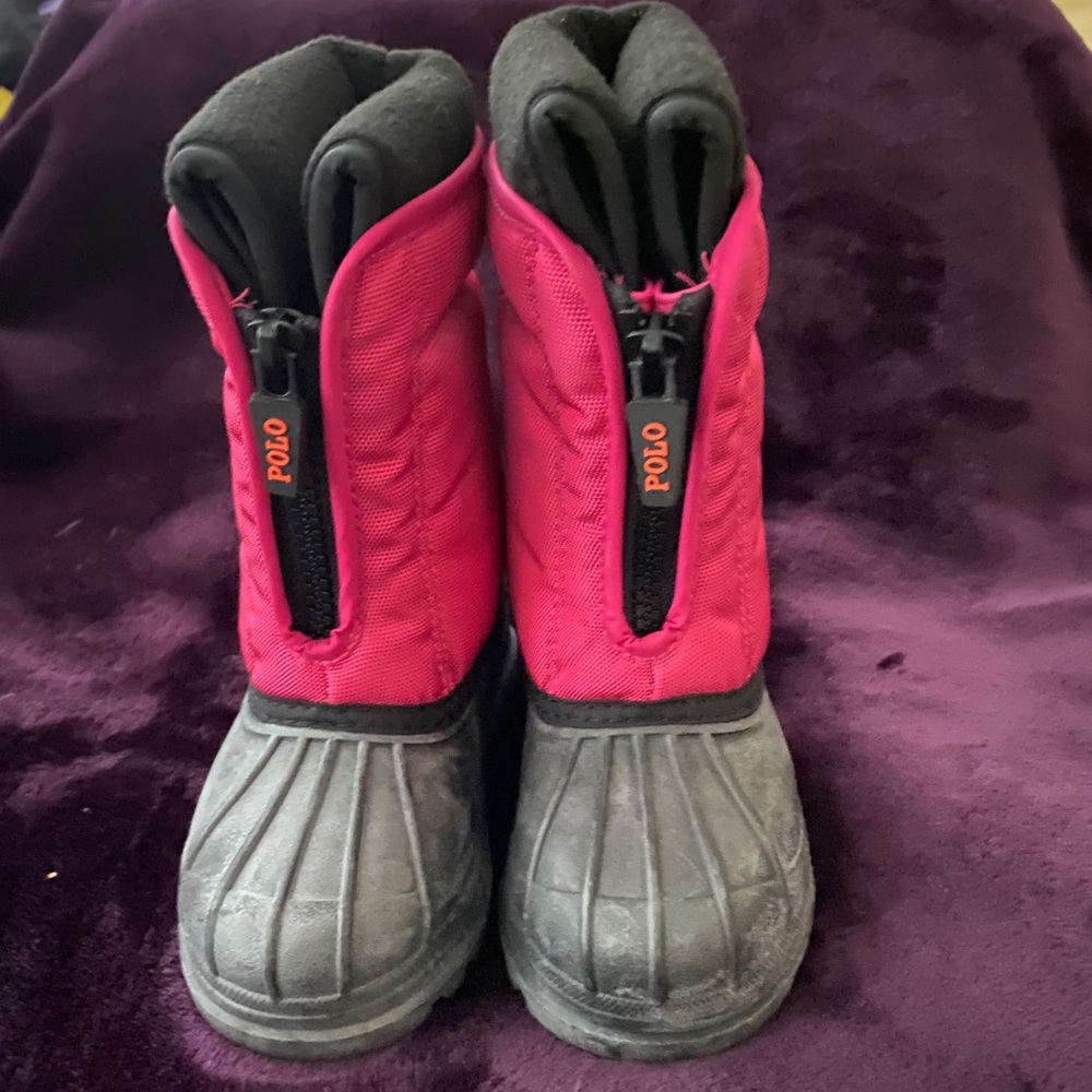 Polo Pink & Brushed Black Snow boots sz 5